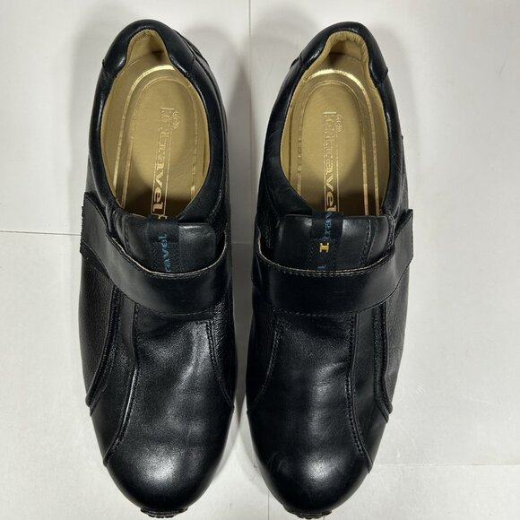Vtg Rockport I.Travel Men Shoes Black Leather Slip On Hook & Loop Strap Sz 43/ 9 main image 4